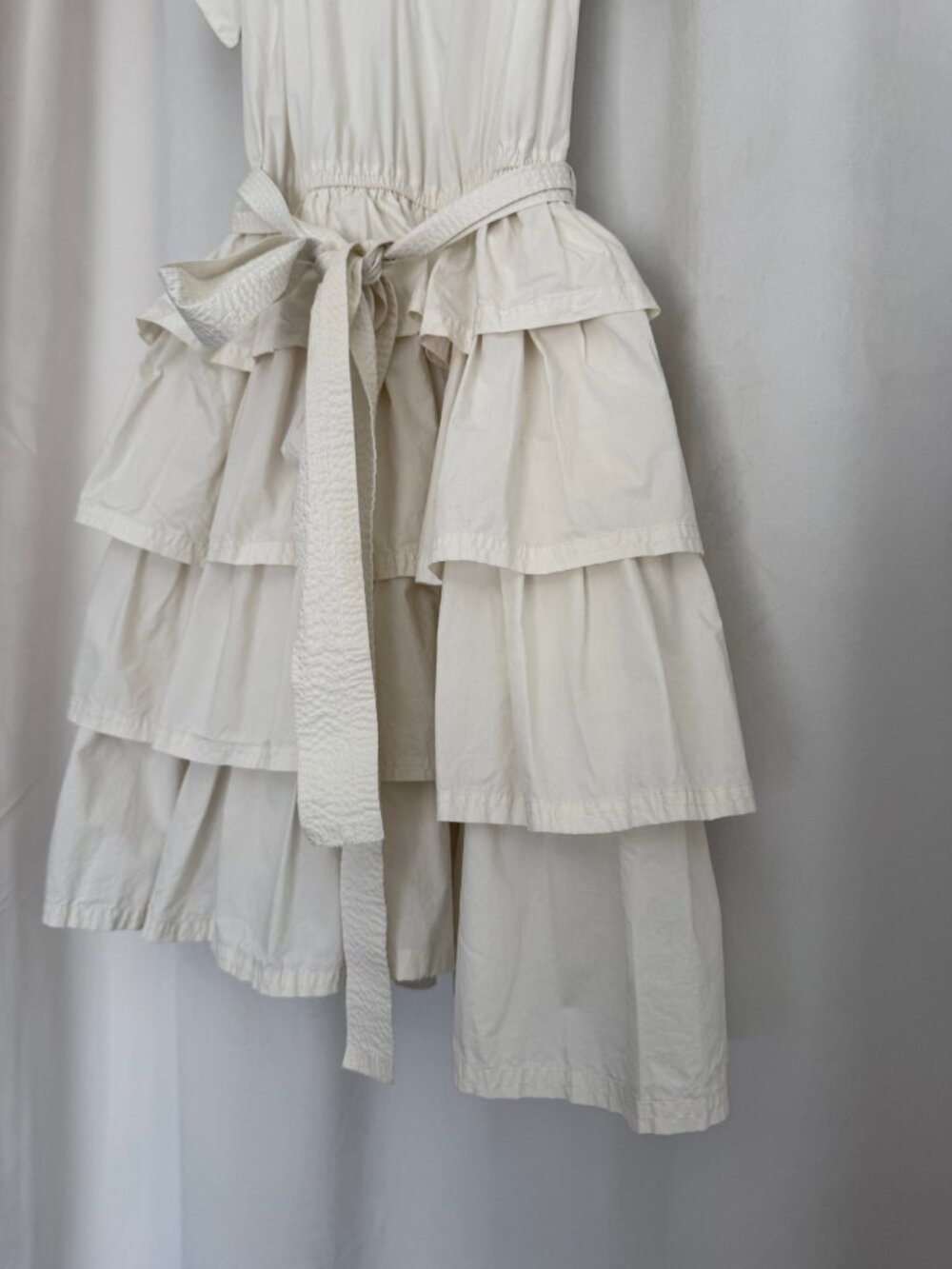 Ulla Johnson Lulua Dress Bone Ivory Cotton Ruffle Tiered Mini Dress Size 4 - Picture 8 of 10